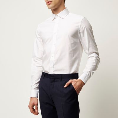 White cotton skinny fit shirt